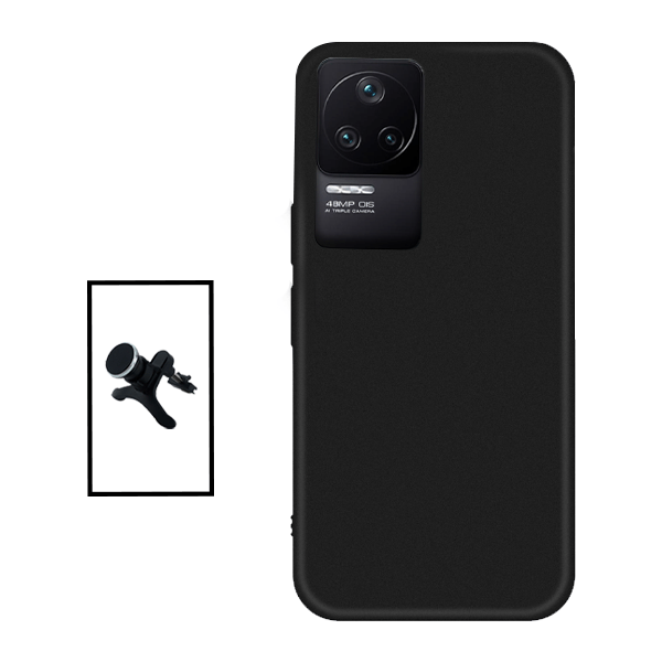 Kit Suporte Magnético Com Pernas + Capa Proteção Traseira Silicone para Xiaomi Redmi K40S - Preto