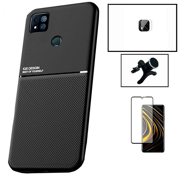 Kit Capa Traseira Magnética Anti Choque + Película de Vidro Temperado GorilasGlass + Película de Câmara + Suporte Magnético Com Pernas para Xiaomi Poco C31