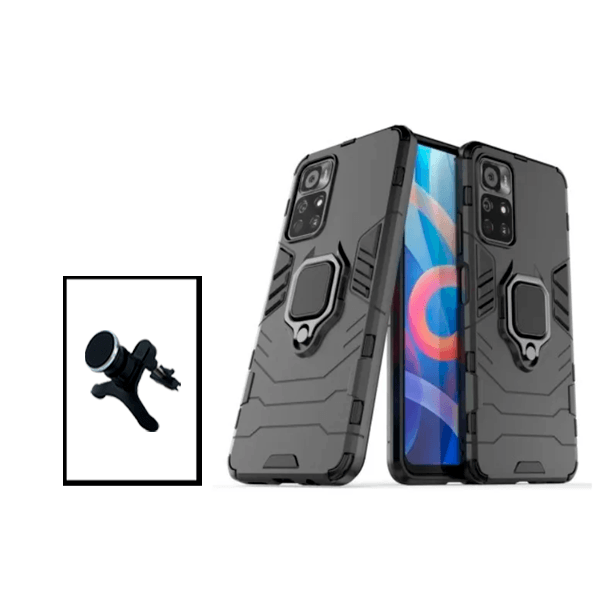 Kit Suporte Magnético Com Pernas + Capa de Proteção Militar Magnética para Xiaomi Poco M4 Pro 5G - Preto
