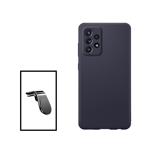 Kit Suporte de Carro Magnético L + Capa Proteção Traseira Silicone para Samsung Galaxy A33 5G - Preto