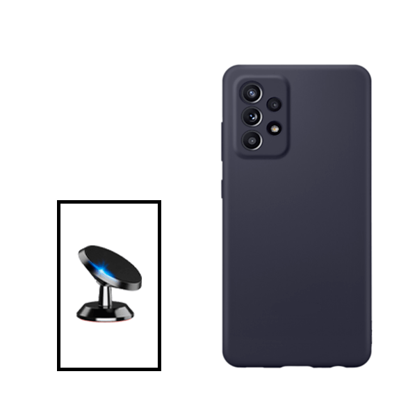 Kit Suporte Magnético + Capa Proteção Traseira Silicone para Samsung Galaxy A33 5G - Preto