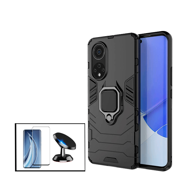 Kit Película de Vidro Temperado GorilasGlass + Capa de Proteção Militar Magnética + Suporte Magnético para Huawei Nova 9