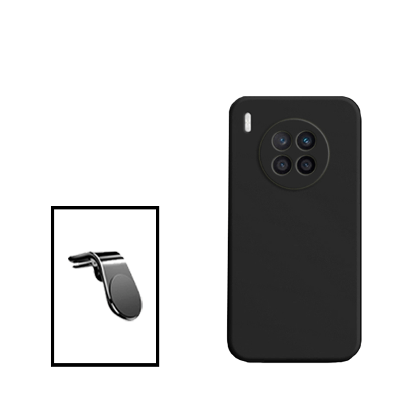 Kit Suporte de Carro Magnético L + Capa Proteção Traseira Silicone para Honor 50 Lite - Preto