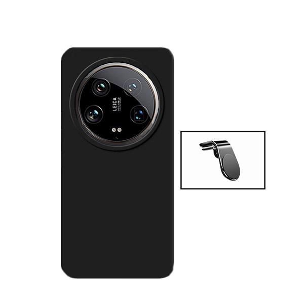 Kit Suporte de Carro Magnético L + Capa Proteção Traseira Silicone GIFT4ME para Xiaomi 14 Ultra - Preto