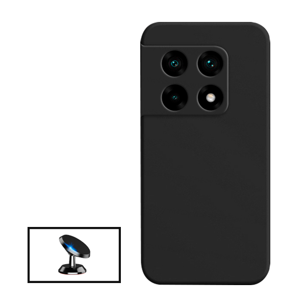 Kit Suporte Magnético + Capa Proteção Traseira Silicone para OnePlus 10 Pro - Preto