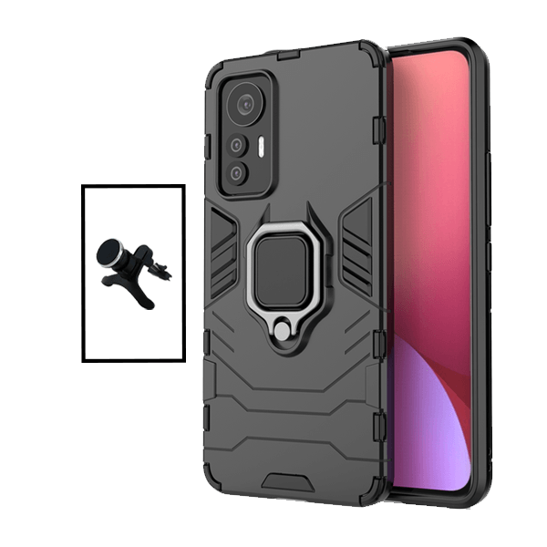 Kit Suporte Magnético Com Pernas + Capa de Proteção Militar Magnética para Xiaomi 12 Pro ( Dimensity ) - Preto