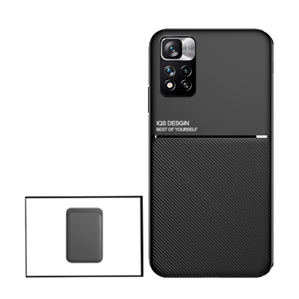 Kit Capa Traseira Magnética Anti Choque + Carteira Magnética Preto para Xiaomi Redmi Note 11 Pro+