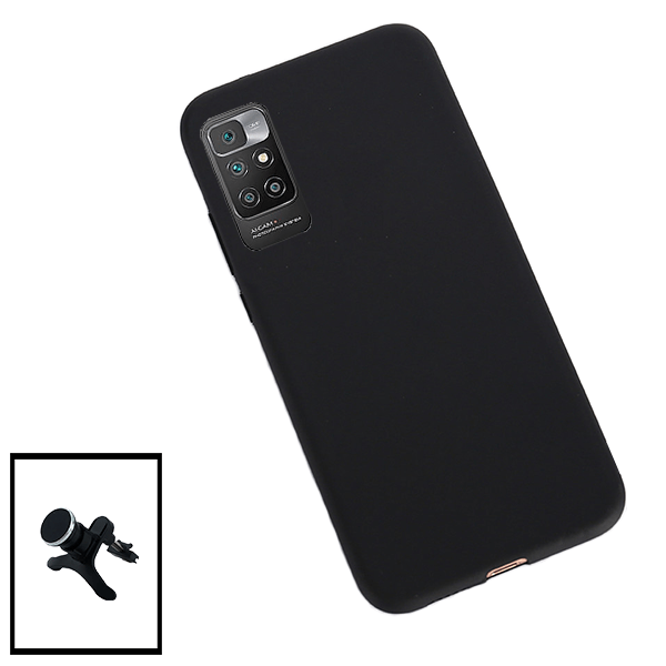 Kit Suporte Magnético Com Pernas + Capa Proteção Traseira Silicone para Xiaomi Redmi Note 11 4G - Preto