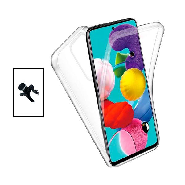 Kit Capa 360° Proteção Frente e Verso + Suporte Magnético Com Pernas para Samsung Galaxy S20 FE 2022 - Transparente/Branco