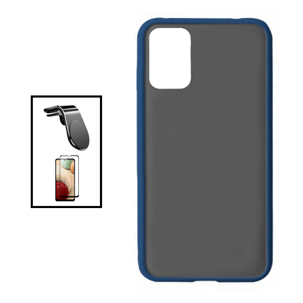 Kit Película de Vidro Temperado GorilasGlass + Capa de Proteção Militar Magnética Janela Deslizante + Suporte Magnético Com Pernas para Samsung Galaxy A13 - Azul/Transparente