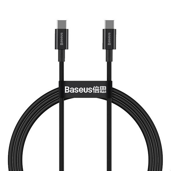 Cabo Nylon Premium 100W FastCharge Tungstênio 1m PD USB-C Baseus Preto