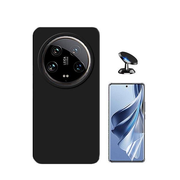 Kit Película ProtectOra de Hydrogel Frente + Capa Proteção Traseira Silicone + Suporte Magnético GIFT4ME para Xiaomi 14 Ultra - Preto
