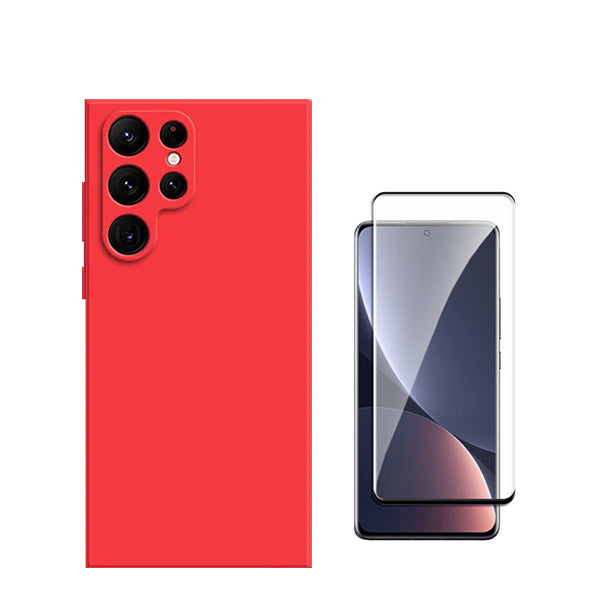 Kit Película de Vidro Temperado GorilasGlass + Capa Proteção Traseira Silicone Phonecare para Oppo Galaxy S24 Ultra 5G - Vermelho