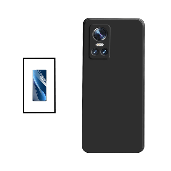 Kit Película Protectora de Hydrogel Frente + Capa Proteção Traseira Silicone para Realme GT Neo 3 150W - Preto