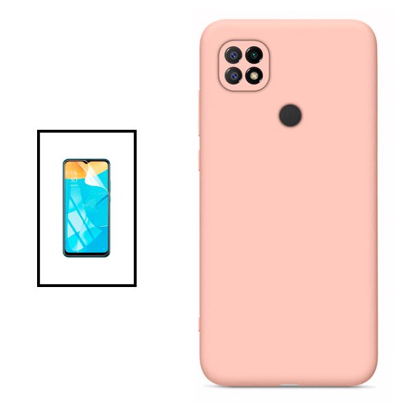 Kit Película Protectora de Hydrogel Frente + Capa Proteção Traseira Silicone para Xiaomi Redmi 10C - Rosa