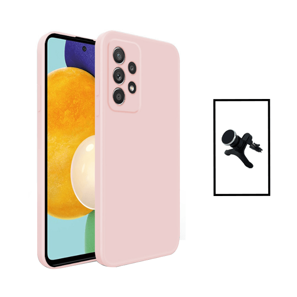 Kit Suporte Magnético Com Pernas + Capa Proteção Traseira Silicone para Samsung Galaxy A23 - Rosa