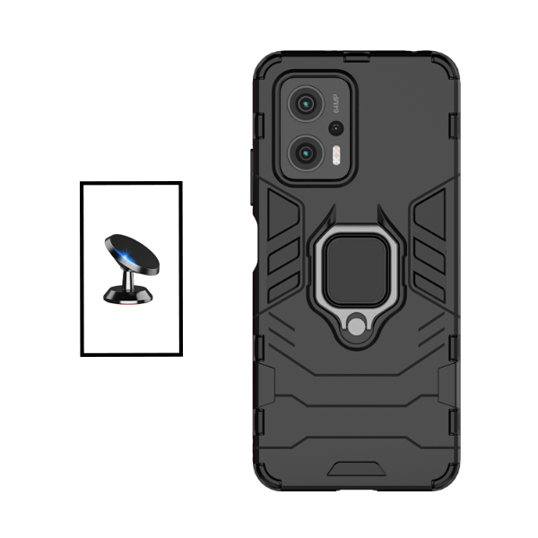 Kit Suporte Magnético + Capa de Proteção Militar Magnética para Xiaomi Redmi K50i - Preto