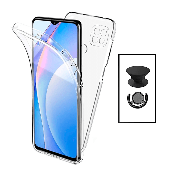 Kit Capa 360° Proteção Frente e Verso + 1 HandHolder + 1 Suporte HandHolder Preto para Realme C21Y