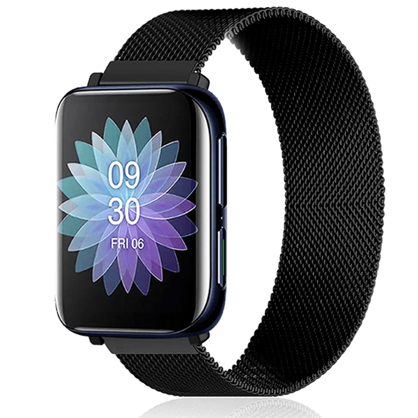 Bracelete Milanese Com Fecho Magnético para Oppo Watch 2 46mm - Preto