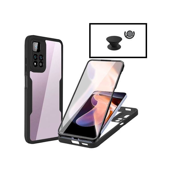 Kit Capa 360° Proteção Frente e Verso + 1 HandHolder + 1 Suporte HandHolder Preto para Xiaomi Poco X4 NFC - Preto