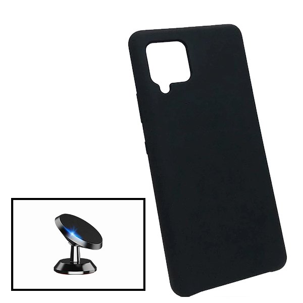 Kit Suporte Magnético + Capa Proteção Traseira Silicone para Samsung Galaxy M12