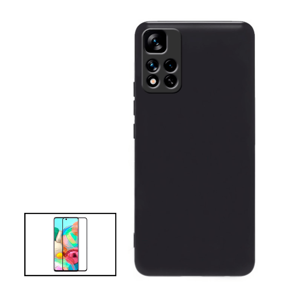 Kit Película de Vidro Temperado GorilasGlass + Capa Proteção Traseira Silicone para Xiaomi Poco X4 NFC - Preto