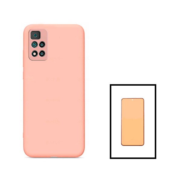 Kit Vidro Temperado Ceramica Full Cover + Capa Proteção Traseira Silicone para Xiaomi Poco X4 NFC - Rosa