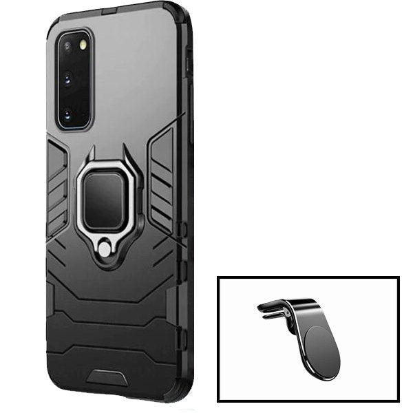 Kit Suporte de Carro Magnético L + Capa de Proteção Militar Magnética para Samsung Galaxy S20 FE 2022 - Preto