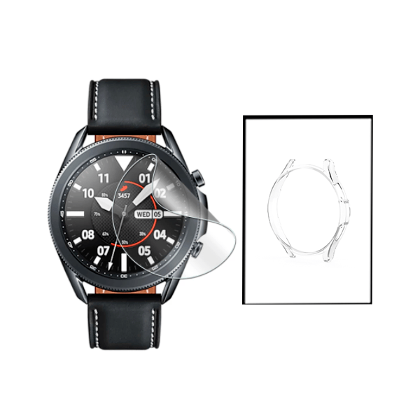 KIT Capa de Proteção Transparente + Película Hydrogel para Samsung Galaxy Watch3 45mm