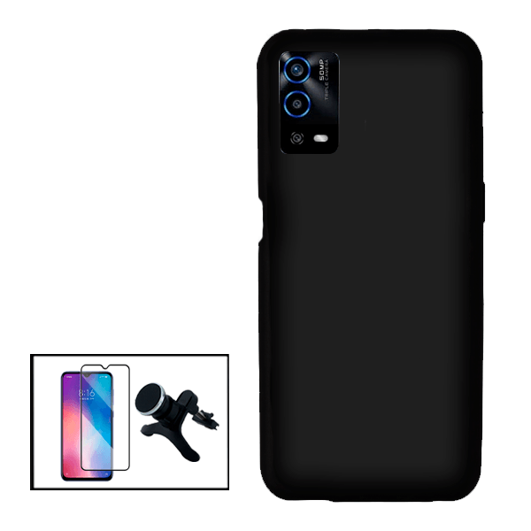 Kit Película de Vidro Temperado GorilasGlass + Capa Proteção Traseira Silicone + Suporte Magnético Com Pernas para Oppo A55