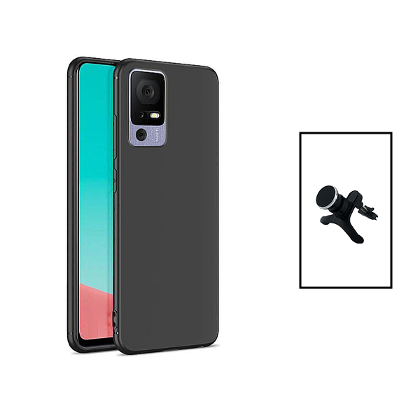 Kit Suporte Magnético Com Pernas + Capa Proteção Traseira Silicone para TCL 40 SE - Preto