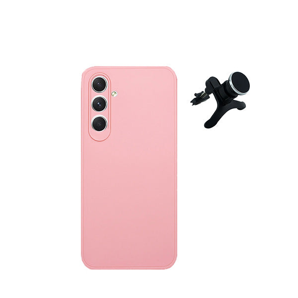 Kit Suporte Magnético Com Pernas + Capa Proteção Traseira Silicone Phonecare para Samsung Galaxy A15 - Rosa
