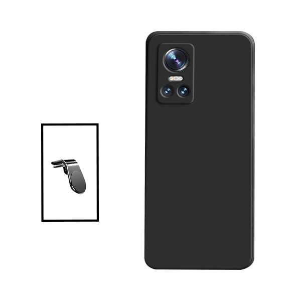 Kit Suporte de Carro Magnético L + Capa Proteção Traseira Silicone para Realme GT Neo 3 - Preto