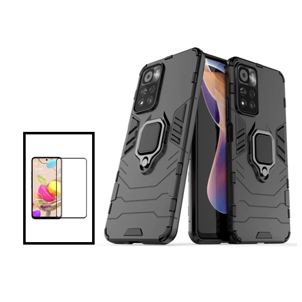 Kit Película de Vidro Temperado GorilasGlass + Capa de Proteção Militar Magnética para Xiaomi Poco X4 NFC - Preto