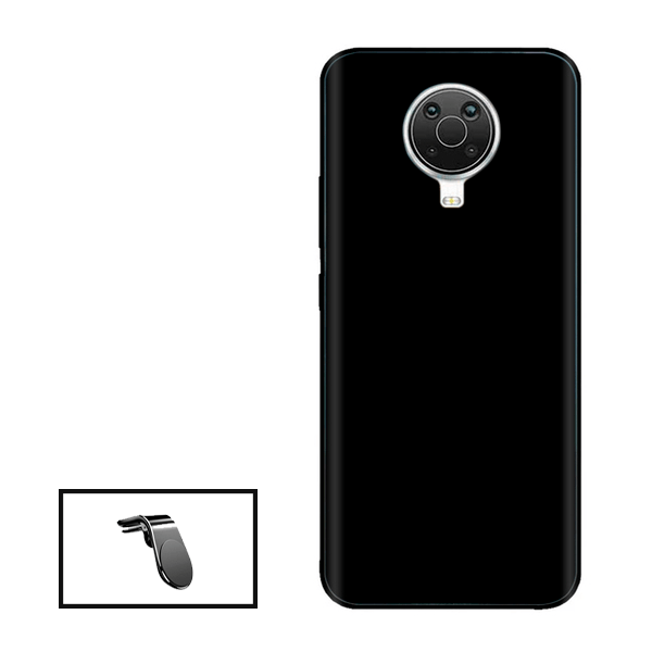 Kit Suporte de Carro Magnético L + Capa Proteção Traseira Silicone para Nokia G20 - Preto