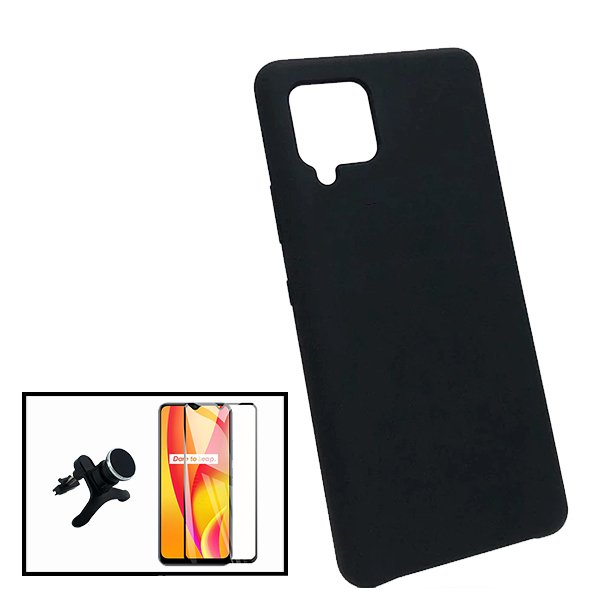 Kit Película de Vidro Temperado GorilasGlass + Capa Proteção Traseira Silicone + Suporte Magnético Com Pernas para Samsung Galaxy M42 5G