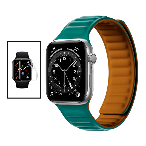 Kit Bracelete Magnetica de Silicone + Película de Hydrogel para Apple Watch Series 4 - 44mm - Azul