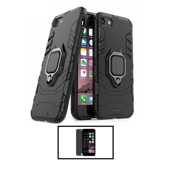 Kit Película de Vidro Temperado Privacidade + Capa de Proteção Militar Magnética para Apple iPhone SE 2022 - Preto