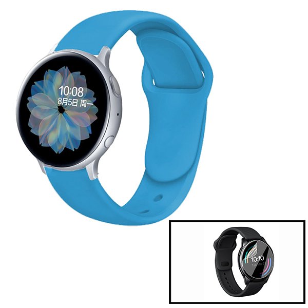 Kit Bracelete Silicone + Película Hydrogel para Huawei Watch GT 3 46mm Active - Azul Céu