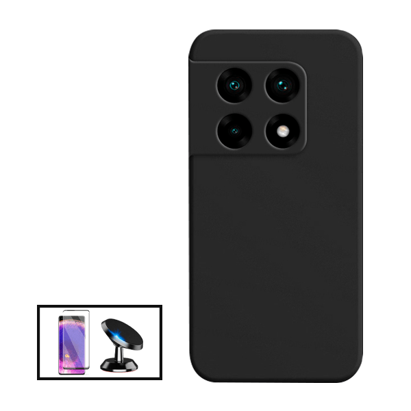Kit Película de Vidro Temperado GorilasGlass Curvado + Capa Proteção Traseira Silicone + Suporte Magnético para OnePlus 10 Pro - Preto