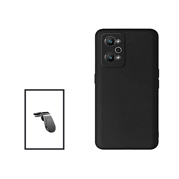 Kit Suporte de Carro Magnético L + Capa Proteção Traseira Silicone para Realme GT Neo2 - Preto