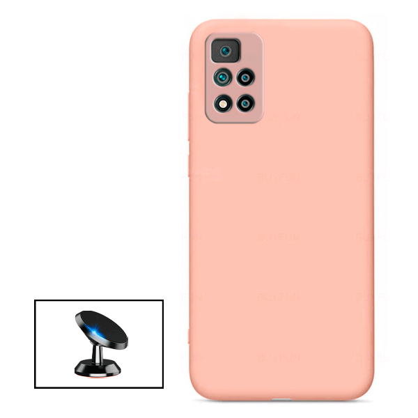 Kit Suporte Magnético + Capa Proteção Traseira Silicone para Xiaomi Poco X4 Pro 5G - Rosa