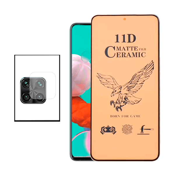 KIT Vidro Temperado Ceramica Full Cover + Película Protectora para Câmara Traseira Xiaomi Poco M2 Pro