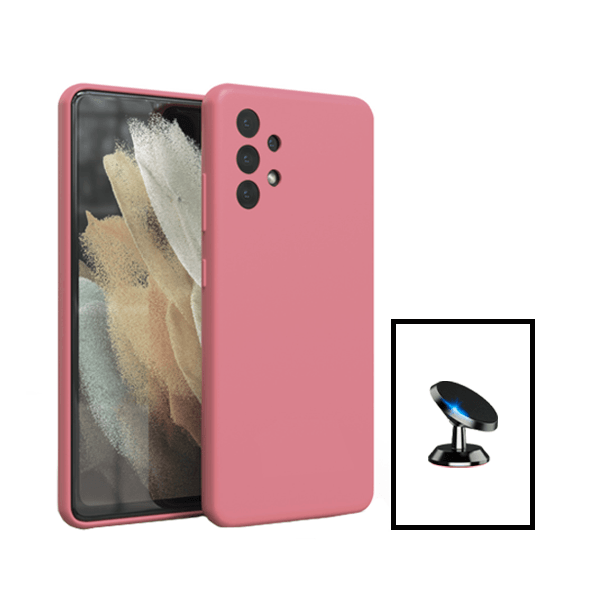 Kit Suporte Magnético + Capa Proteção Traseira Silicone para Samsung Galaxy A13 - Rosa