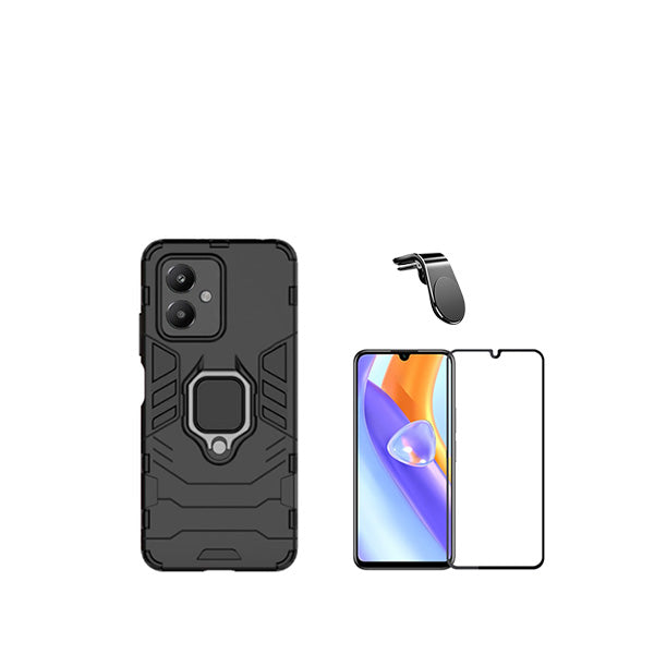 Kit Película de Vidro Temperado GorilasGlass + Capa de Proteção Militar Magnética + Suporte de Carro Magnético L GIFT4ME para Xiaomi Redmi 13C 5G - Preto