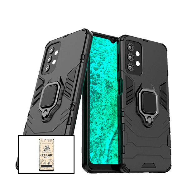Kit Vidro Temperado Ceramica Full Cover + Capa de Proteção Militar Magnética para Samsung Galaxy A32 4G