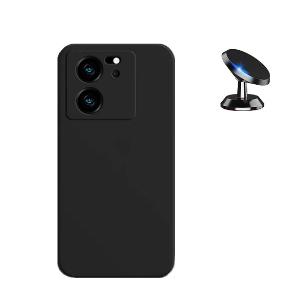 Kit Suporte Magnético + Capa Proteção Traseira Silicone GIFT4ME para Xiaomi 13T Pro - Preto