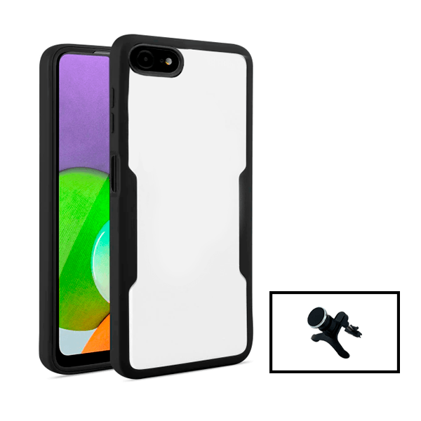 Kit Capa 360° Proteção Frente e Verso + Suporte Magnético Com Pernas para Apple iPhone SE 2022 - Preto