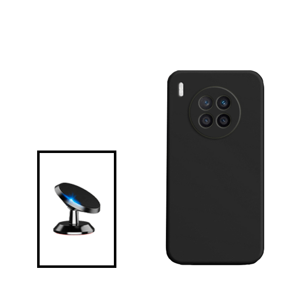 Kit Suporte Magnético + Capa Proteção Traseira Silicone para Honor 50 Lite - Preto