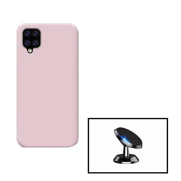 Kit Suporte Magnético + Capa Proteção Traseira Silicone para Samsung Galaxy M12 - Rosa